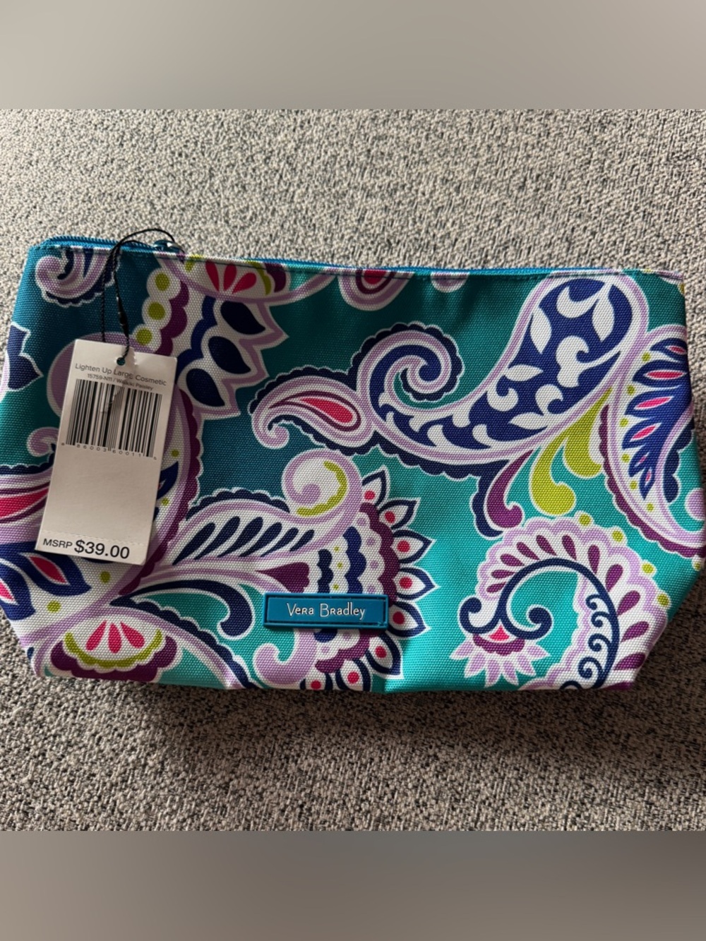 NWT Vera Bradley Lighten Up Large Cosmetic Bag in “Waikiki Paisley” print